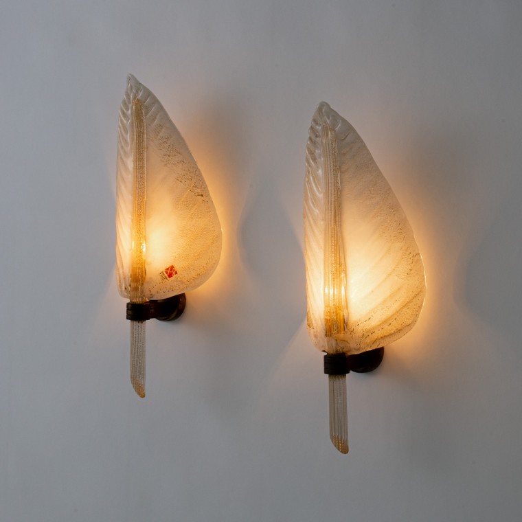 'Leaf' Sconces by Barovier & Toso (M)